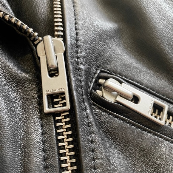 All Saints Black Leather Balfern Biker - Size UK 6 - Picture 7 of 12